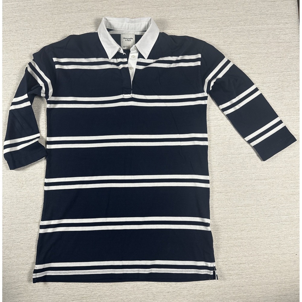 Coastal Nautical Rugby Shirt Dress Abercrombie & Fitch Striped Collared Medium